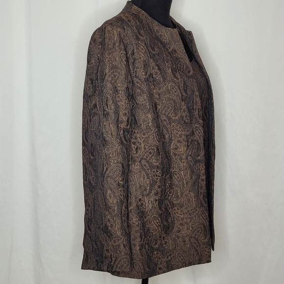 Nipon Boutique Brown/Black 2 Pc. Paisley-Jacquered Topper w/ Tank Top - Size 16W - Picture 3 of 13